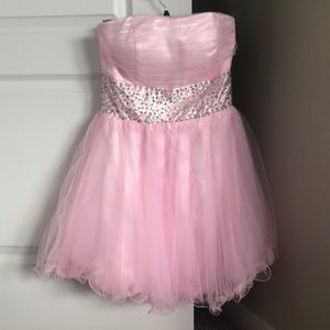 Pink Strapless Corset Back Homecoming Dress